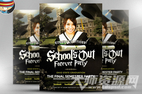 校园海报：School's Out Forever Flyer Template